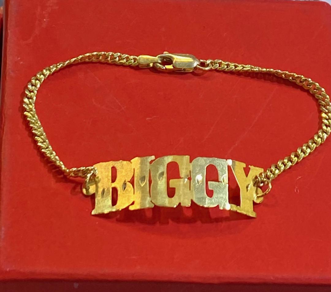 10k real gold personalized single Name Bracelet name Plate for kids or teen or adult