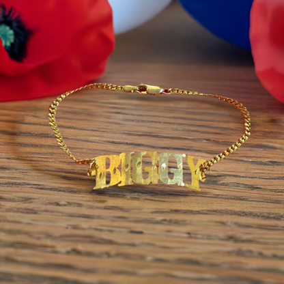 10k real gold personalized single Name Bracelet name Plate for kids or teen or adult